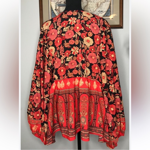 Chic Boho Crush style Long Sleeve Multicolor Floral Modern style Sz.2xl - Picture 3 of 8